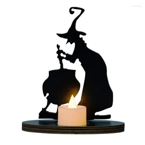 Candlers Witch Holder Fer Halloween Congable avec des accessoires de décoration intérieure légers pour la bibliothèque de table