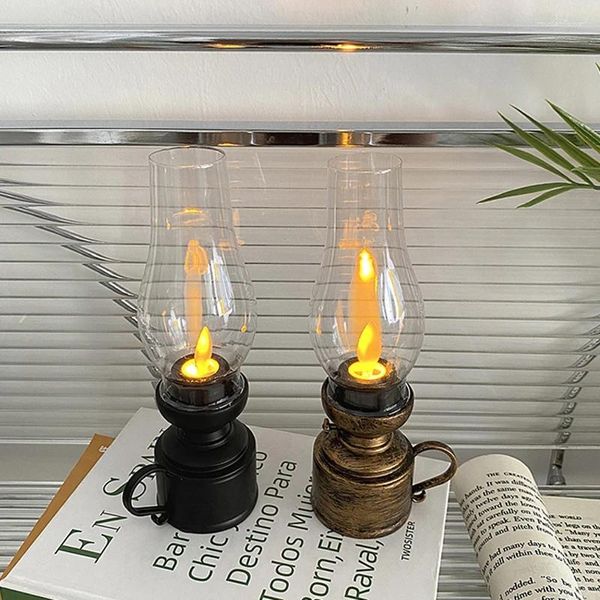 Bandlers avec Halloween Lightless Lights Retro Prop Lampe Candlestick PO Table Bouton Lumière Batterie Kerosène Nuit