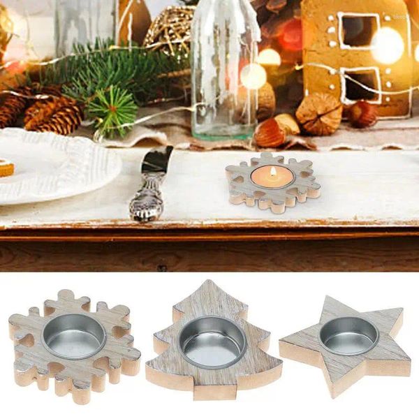 Candlers Wood Tealight Solder Votive Star à cinq points et Snowflake Shape Dinning Table Stand pour la décoration intérieure