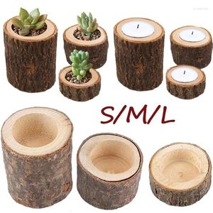 Candlers Wood Timber Pase Holder Stand Log Candlestick Plantes succulentes Ornement Flowers