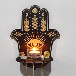 Bandlers en bois chandelier pendentif méditation créative décoration de maison décoration en cristal artisanat