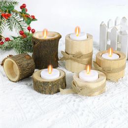 Soportes de velas Soporte de madera Planta de estaca Pop de té Votive Light Candlestick Desktop Ornament para la fiesta de bodas rústicas Decoración del hogar