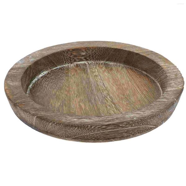 Bougeoirs Porte-plateau rond en bois Vintage Plateau de service Plaque Sous-verres rustiques pour craquelins au fromage LED Cire Cônes de maison Décor de dîner