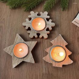 Candelabros de madera para árbol de Navidad, candelabro con forma de estrella de Navidad para decoración del hogar, regalo de año 2024
