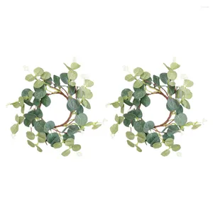 Bougeoirs couronne anneaux d'eucalyptus couronnes d'anneaux de pâques mini feuilles artificielles porte support de pouce verdure vert ressort pilier avant