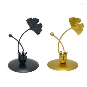 Bougeoirs En Fer Forgé Ginkgo Feuille Titulaire En Métal Chandelier Ornement Artisanat Pour Mariage Table À Manger Romantique Dîner En Gros