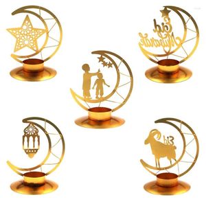 Bougeoirs support en fer forgé Eid Mubarak Ramadan décorations marocain lune forme chandelier maison centres de table goutte