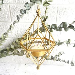 Bougeoirs Porte-fer forgé vintage Géométrique Diamant Candlestick Hanging Light Stand pour la table de dîner de mariage