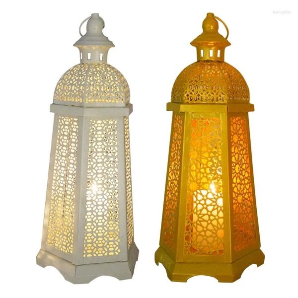 Bougeoirs Whited Iron Morocco Hollow Holder Candlestick Ornaments Supplies Wholesale