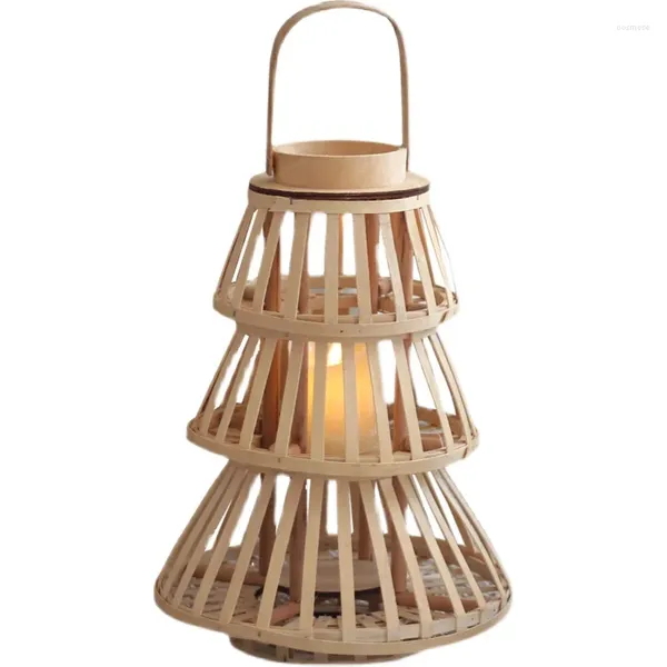 Candelabros y lámpara de viento de madera hecha a mano creativa, candelabro de piso a techo, decoración de jardín, linterna