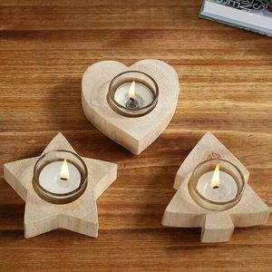 Bougeoirs Zakka American Country Wooden Candlestick Holder avec Tealigt Star Creative Home Decoration Creative Home pour mariage