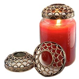 Candle Jar Cover Vintage Bloem Patronen Deksel Retro Stijl Decoratieve Kaarsen Wierook Topper GLB uitgeholde metalen schaduwmouwen