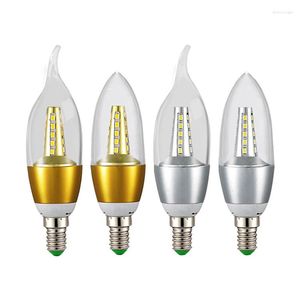 Luz de vela 220V 7W 9W 12W Bombilla E14 de aluminio dorado plateado para lámpara de araña de cristal Lampara Ampolla