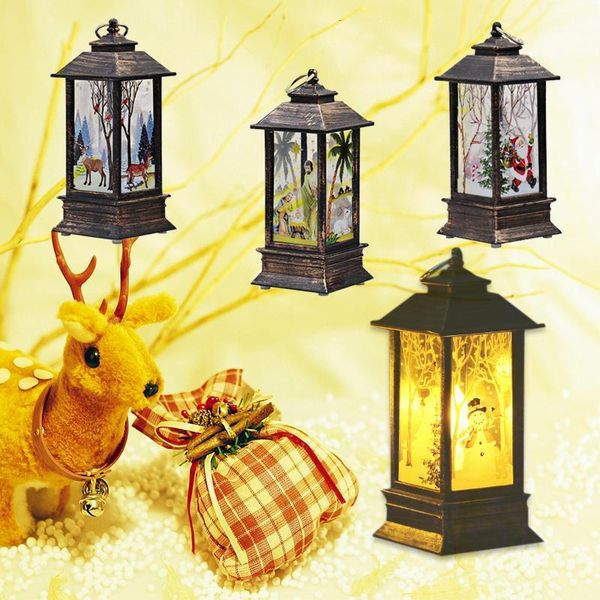 Bougie lumière réverbère flamme lumière créative belle plastique noël suspendus décoration de la maison père noël fête1