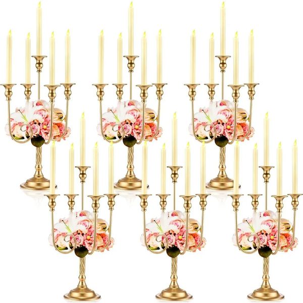 Candle Stand Metal Candlestick Portez 6 PCS Candabra pour coniques Table Centres de table Centres de mariage Fête d'anniversaire de vacances 240429