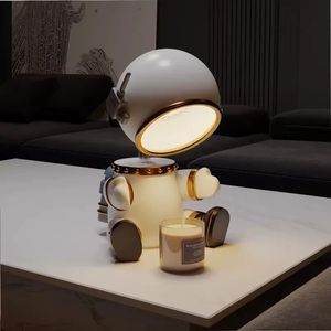 Chauffe-bougie Lampe de table Robot Astronaute Bougie électrique Lampe de fusion de cire Angle réglable Lampe de bureau Décoration d'intérieur Lampe à parfum 231228