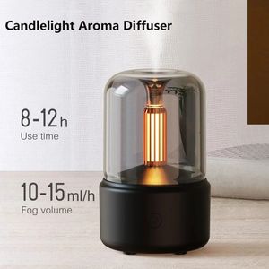 Candlelight Electric USB Air Humidifier Aroma Diffuser Portable 120ml Cool Mist Maker Fogger 8-12 Hours LED Night Light