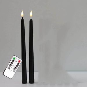 Velas 1 o 2 piezas 11 pulgadas 28 cm de largo LED Velas negras de Halloween con temporizador falso remoto Luz de vela de Navidad alta para ventana de mesa 230821