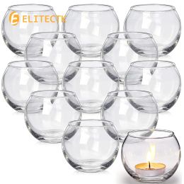 Velas 10/20pcs 5 cm de vidrio transparente Luz de té Candela Forma de la bola de velas Bar Ktv Home Church Decoración