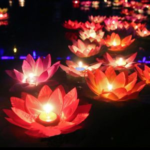 Bougies 10 pcs Romantique Lotus Lampes ing Eau Flottant Bougie Lumière anniversaire Fête De Mariage Décoration Anniversaire 230808