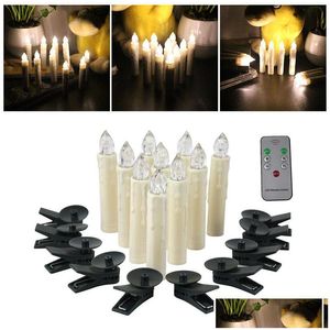 Kaarsen 10 stks/Set Warm White Wireless afstandsbediening LED kaarslicht voor verjaardagsfeestje Home Decoratie ZA5776 Drop Delivery Dh0qp