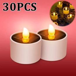 Candles 10pcs Solar Tea Light Led Candles Flameless Outdoor Waterproof Solar Tea Lights Rechargeable Candles for Party Garden Home Decor