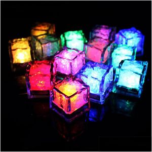 Kaarsen 12 stuks Flameless Led onderdompeling Lichtkaarsen Kleur Verandering Glow Ice Cube For Party Drop Delivery Home Garden Dhakd