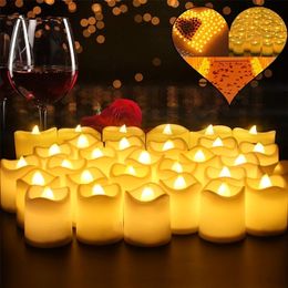 Kaarsen 1224pcs Creative Led kaarsenbatterij aangedreven Flameless Tea Light Lamp voor voor thuis bruiloftsfeest Decoratie Supplies Dropship 221010