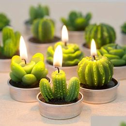 Cougies 12pcs Thé Valentin Decoration Decoration Handmade Handmade exquise Amber Cactus Cougie adaptée à la fête Spa Spa Drop Livraison G DH1op