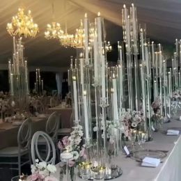 Cougies 12pcs Décoration de mariage Piece centrale Candelabra Clear Candle Holder Acrylic Candlesticks for Weddings Event Party