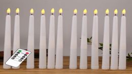 Kaarsen 12 stks gele flikkering op afstand geleid kaarsensplastic flameless taper kaarsenbougie voor diner feestdecoratie2192253
