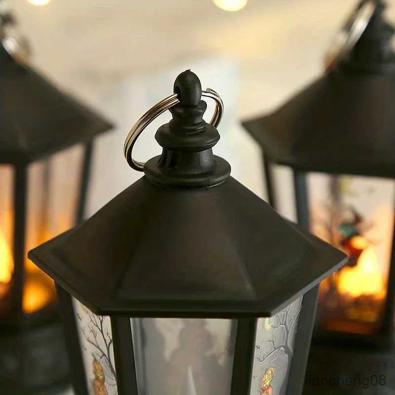 Bougies 1pc Halloween citrouille lanterne LED bougie fête de Pâques disposition décoration ornements lampe à vent suspendue