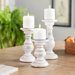 Bougies 1-pièce ou 1set en bois chandelier de chandelle de table rétro couleur blanc décoration de maison en bois rack de bougies en bois photographie nostalgique