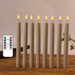 Bougies 2 pièces 255 cm mariage à piles avec télécommande 10 pouces couleur Beige blanc chaud minuterie scintillante LED conique 230919