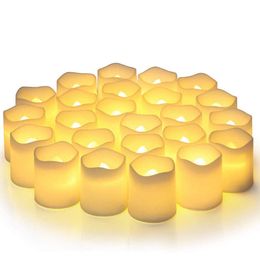 Bougies 24PcsSet Bougie LED sans flamme Creative ing Led Tea Light Blanc Chaud Bougie Sans Flamme Halloween Décoration De Noël Bougie Lumière 230206