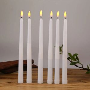 Bougies 3 ou 6 pièces bougies blanches sans flamme avec lumière vacillante jaune chaud blanc bougies décoratives électroniques LED alimentées par batterie 231205