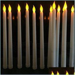 Velas 30 piezas 11 pulgadas LED con batería parpadeante sin llama Marfil Vela cónica Lámpara Stick Mesa de boda 28 cmhamber T200108 D Dhikg