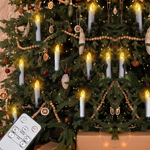 Bougies 30pcs Arbre de Noël Lumière de bougie avec des flammes clignotantes Hauteur de 10 cm Timer de batterie à distance décoration de maison LED 230907