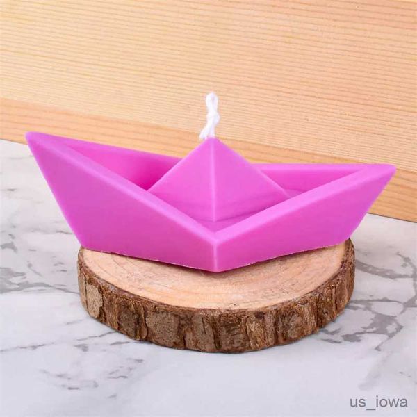 Velas 3D barco vela molde de silicona geometría irregular origami barco pastel chocolate molde de silicona decoración del hogar molde de resina
