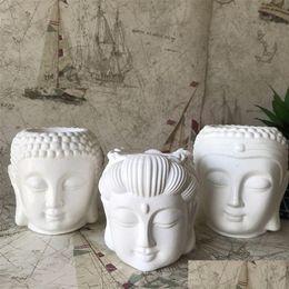 Velas 3D Hormigón Cabeza de Buda Macetero Sile Moldes DIY Resina Artesanía Cemento Maceta Mod Candelabro Portavelas Herramientas de fabricación Drop DH0XO