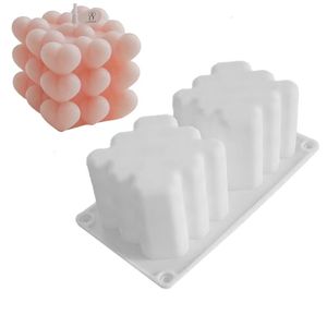 Kaarsen 3D Liefde Hart Kaars Siliconen Mal DIY Aromatherapie Kunst Kaars Maken Gips Zeep Schimmel DIY Vierkante Bubble Dessert Benodigdheden 230608