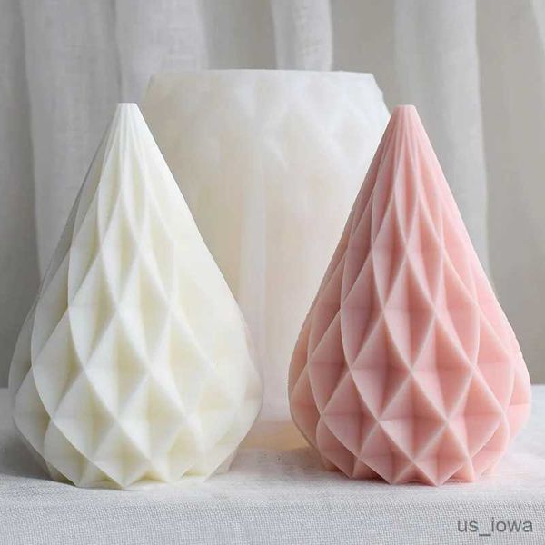 Velas 3D Origami patrón en forma de pera vela molde de silicona en forma de diamante forma geométrica pastel chocolate molde de silicona molde de jabón