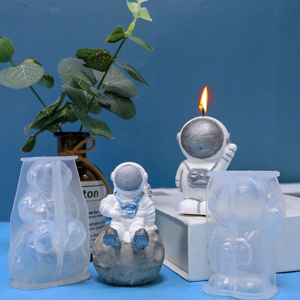 Bougies 3D Silicone Astronaute En Forme De Bougie Moule Doux Facile Démouler Lunar Corps Humain Moules Savon Résine Chocolat Glaçon Moule Décor À La Maison 230608