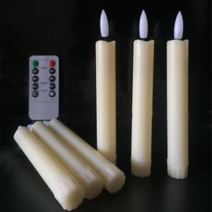 Bougies Chandeliers sans flamme à mèche 3D bougie conique LED vacillante avec fonction minuterie à distance 7,5 pouces bougie de fenêtre à piles ivoire 230914