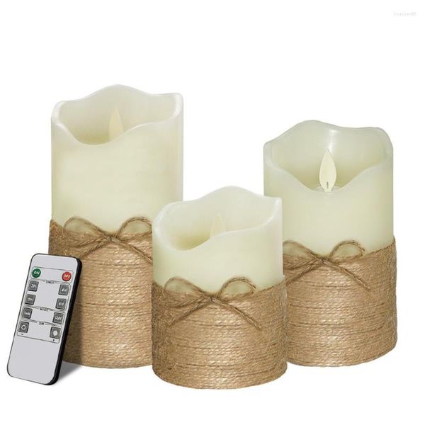 Velas 3pcs cuerda sin envejecimiento de la cuerda bownot control remoto led lámpara de velas simulación de la fiesta de bodas de la fiesta de bodas