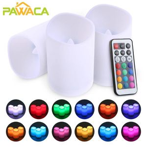 Bougies 3 pièces télécommande sans flamme rvb LED piliers bougies fonction minuterie alimenté par batterie thé décor de fête à la maison