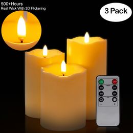 Bougies 3 Pcs Ensemble Télécommande LED Lumières Sans Flamme Année Alimenté Par Batterie Led Thé Pâques Avec Emballage 230512