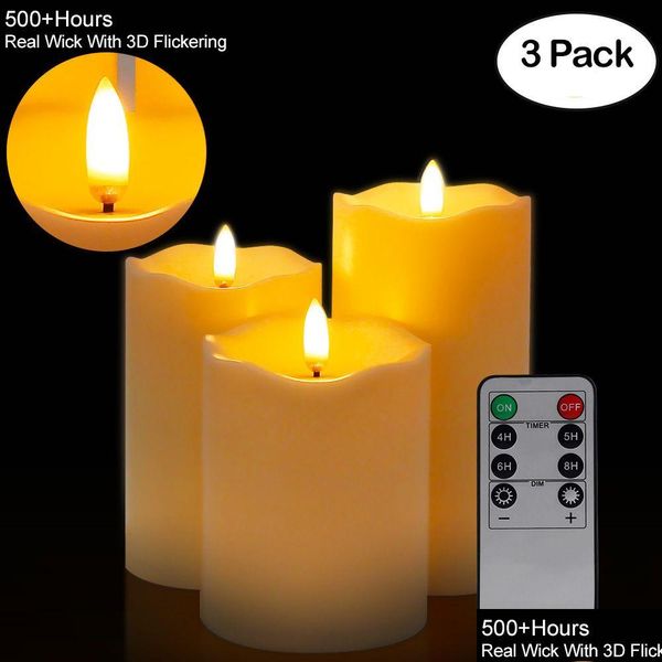 Bougies 3pcs / Set Télécommande LED Lumières sans flamme Année Thé alimenté par batterie Pâques avec emballage 230512 Drop Livraison Home Garden DHZ9M