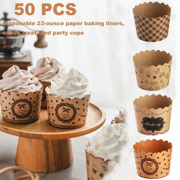 Bougies 50 pièces Cupcake papier tasses emballage cuisson tasse ensemble boulangerie fête fournitures gâteau de mariage moule Muffin doublures 231207