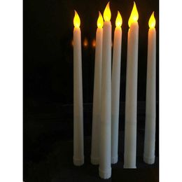 Velas 50 piezas LED con batería parpadeante sin llama marfil vela cónica lámpara candelabro mesa de boda de Navidad hogar iglesia gota Delive Dhoid